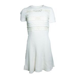 Manoush, crochet and knitted dress in white